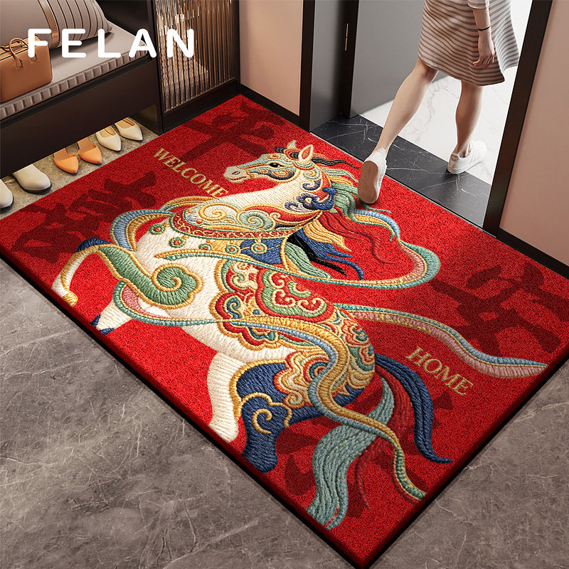 马年红色入户门地垫2026新款门口进门脚垫可裁剪防滑耐脏新年门垫