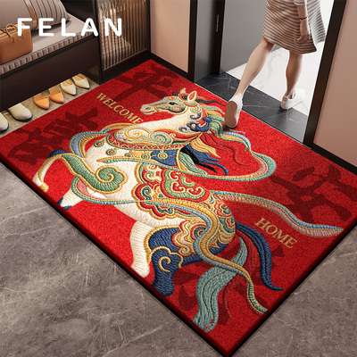 马年红色入户门地垫2026新款门口进门脚垫可裁剪防滑耐脏新年门垫