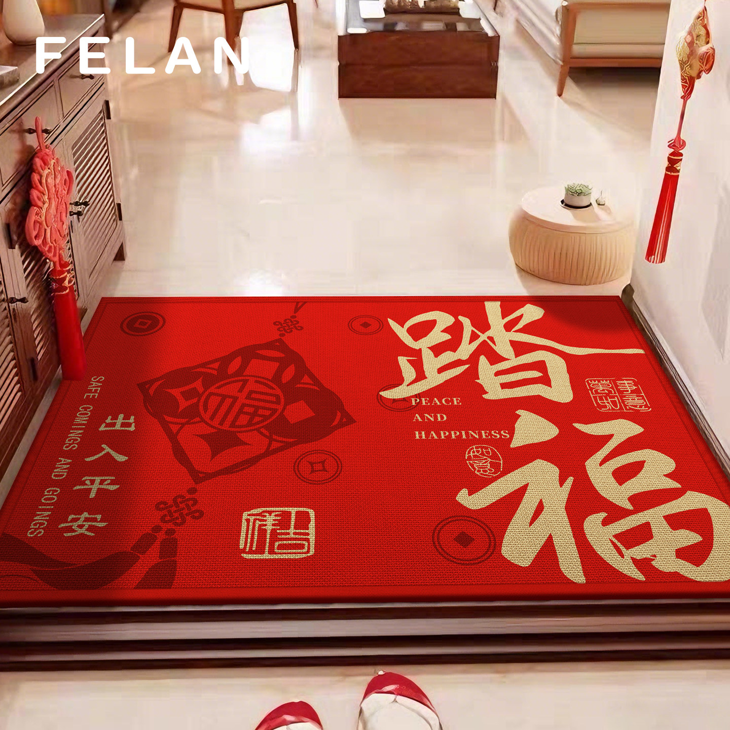 红色高级入户门地垫新年马年大门口进门耐脏免洗脚垫别墅高端地毯,居家布艺,入户地垫,淘宝优惠券,粉丝福利购,淘宝优惠卷