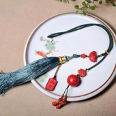 原创天然朱砂转运珠福字车挂小仙女专属创意莲花中国结汽车内饰