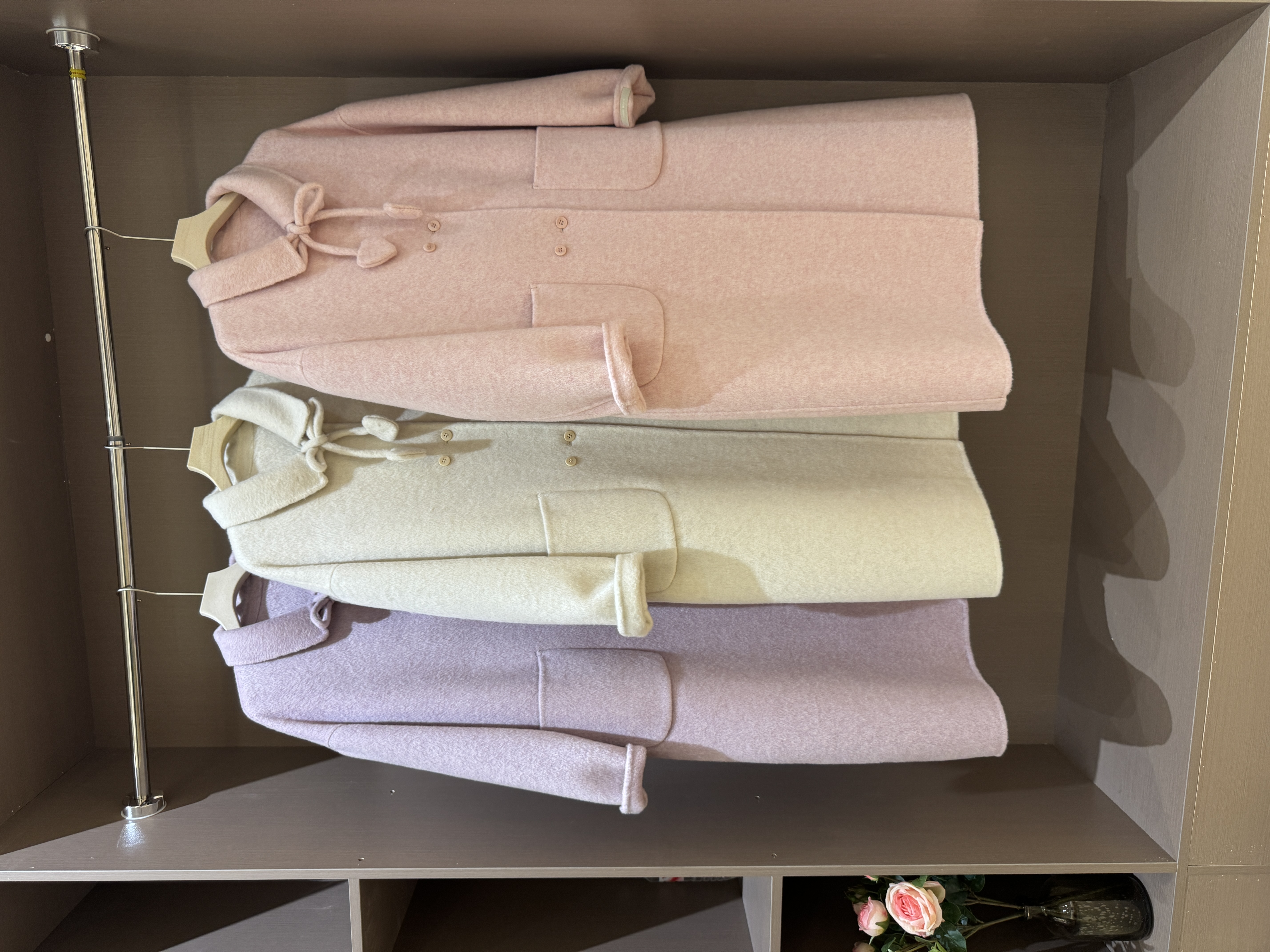 双面羊绒大衣女中长款2025秋冬新款韩版宽松显瘦紫色爱心羊毛外套