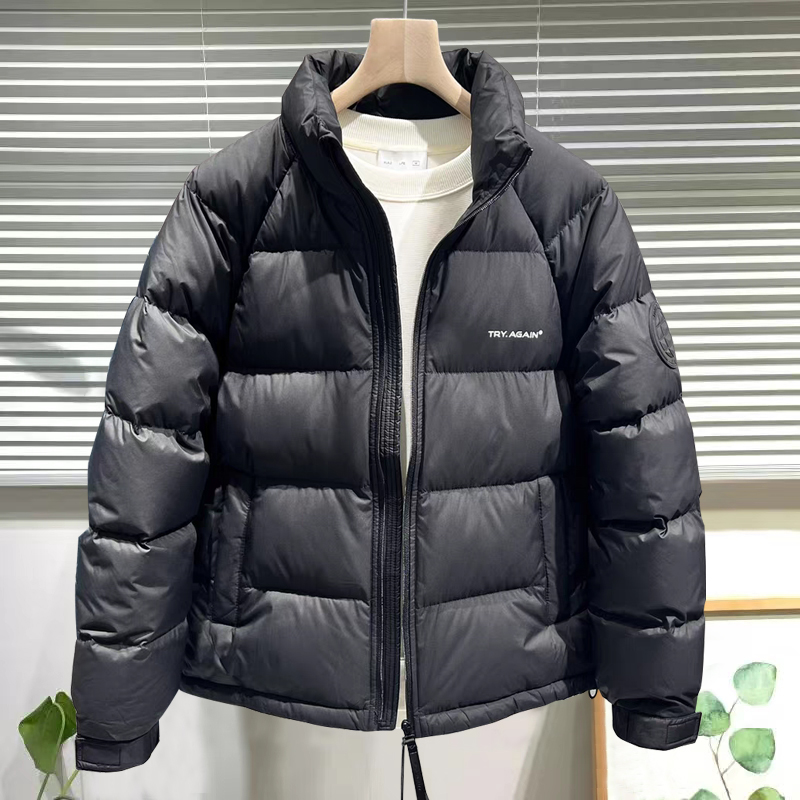 《轻奢品质》男士保暖时尚立领羽绒服2025冬季新款青年白鸭绒外套