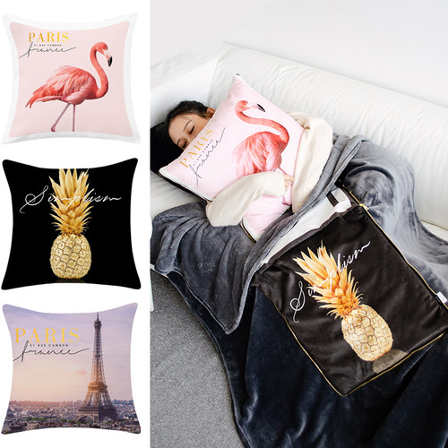 文艺风清新两用汽车沙发空调抱枕