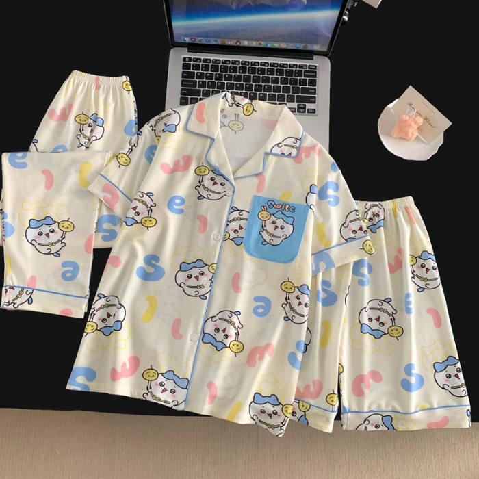 吉伊卡哇小八夏季薄款睡衣女童小孩儿童装3-5-7-9-11岁空调家居服
