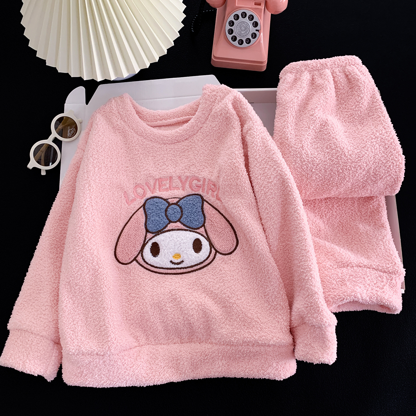 秋冬季女童睡衣半边绒2026新款美乐蒂三丽鸥中大童女孩套头家居服