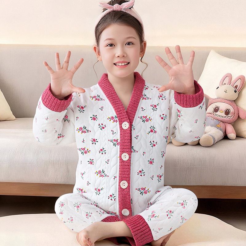 2026新款女童加棉睡衣秋冬季女孩冬款加厚儿童保暖夹棉公主家居服