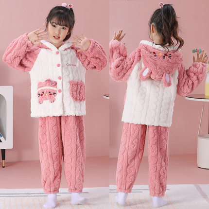 HelloKitty儿童睡衣裤女孩2026新款冬款家居服套头女宝宝两件套装