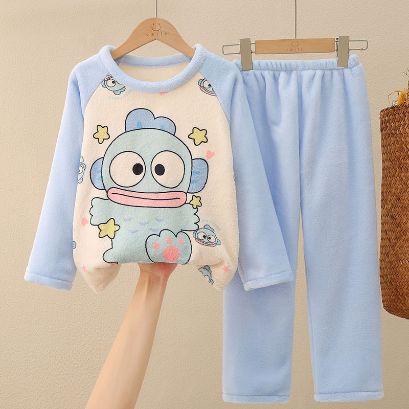 儿童睡衣女童珊瑚绒法兰绒家居服保暖秋冬装中大童小丑鱼女孩套装
