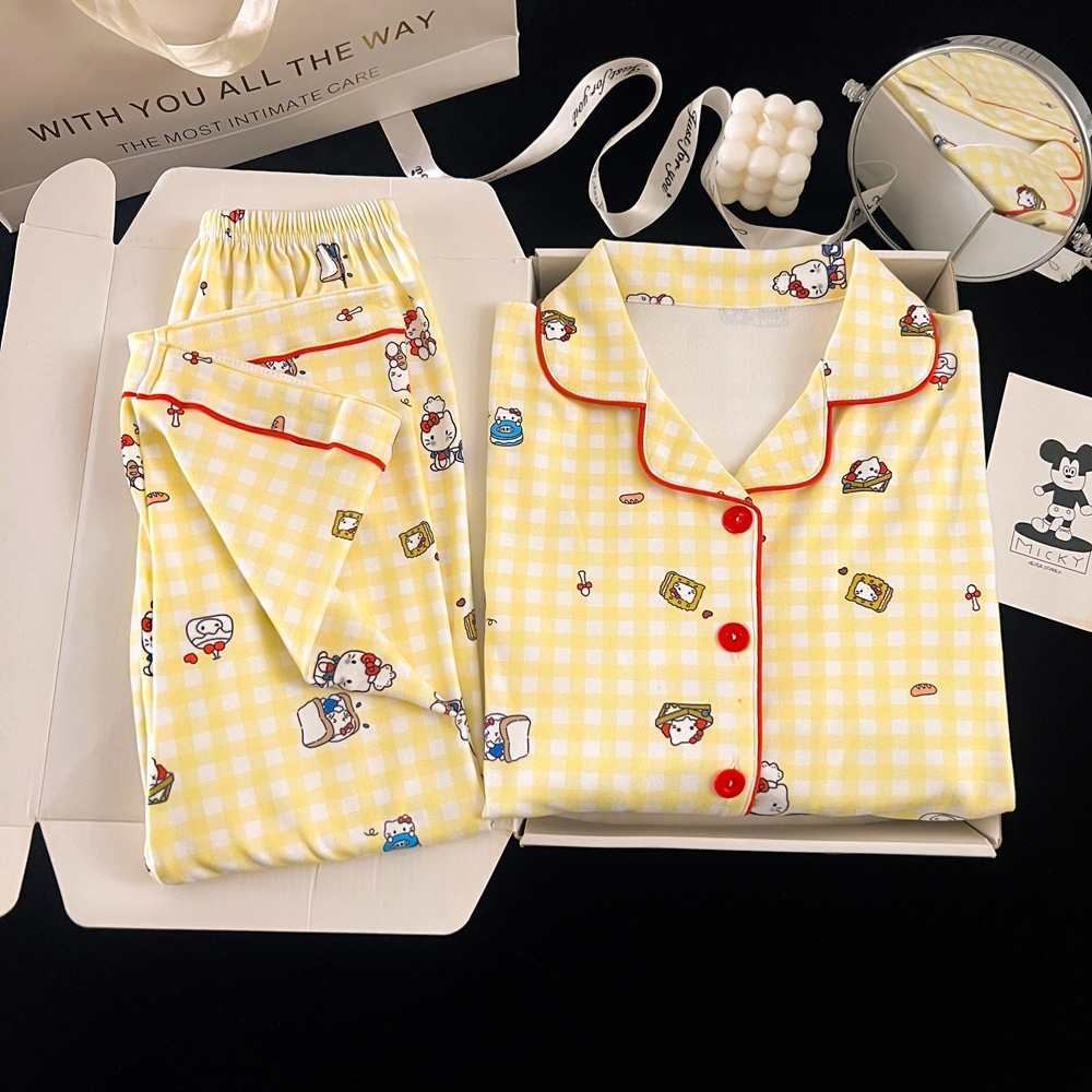 儿童睡衣冬款德绒女童家居服磨毛加厚宝宝中大童HelloKitty家居服