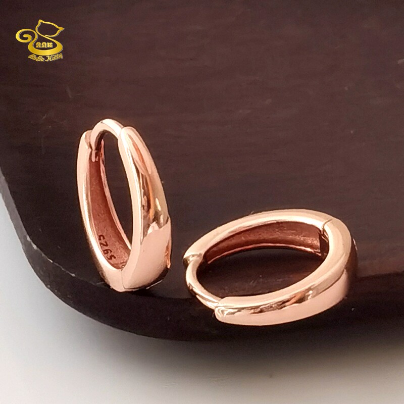 真银子镀真金S925纯银耳环玫瑰金色黄金色水滴形耳扣彩银饰品刻字