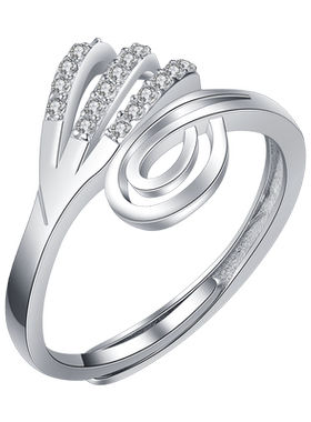 纯银开口戒指女吉祥凤尾S925