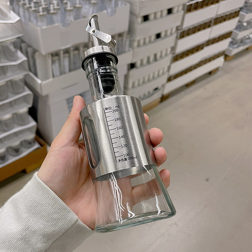 不锈钢油壶玻璃油瓶自动开合