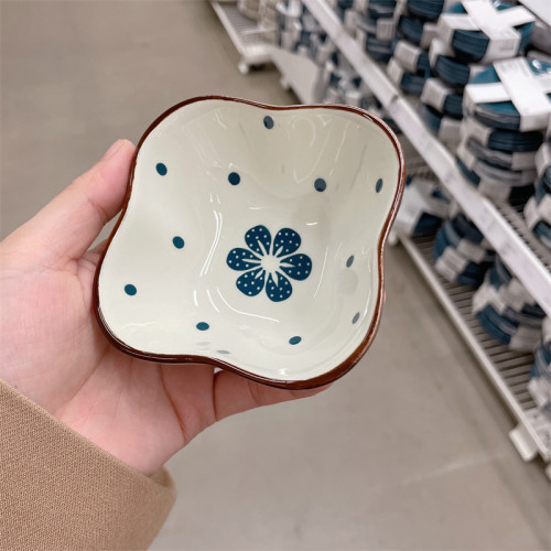 家用小味碟小花手绘浮雕蘸酱碟