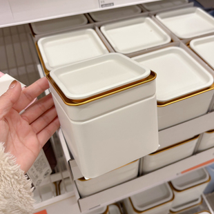 2025宜家代购BLOMNING布鲁姆宁灰白色带盖密封罐咖啡粉茶叶储物罐