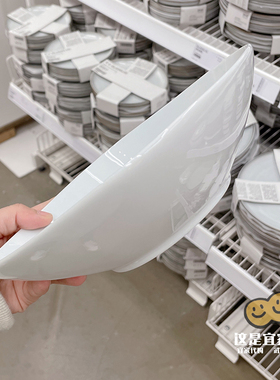 宜家代购VARDERA瓦德拉白色长石瓷深盘20x20方形纯色沙拉上菜盘子