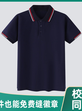 校服短袖高中夏季定制polo衫中学生一模一样儿童小学生班服套装
