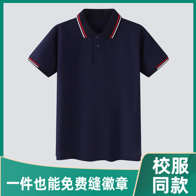 校服短袖高中夏季定制polo衫中学生一模一样儿童小学生班服套装