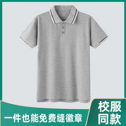 校服短袖中学生polo衫高中夏季定制一模一样儿童小学生班服套装