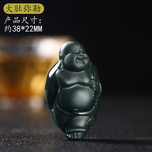 和田玉塔青玉弥勒佛吊坠女款笑佛玉吊坠大肚佛项链玉石毛衣链