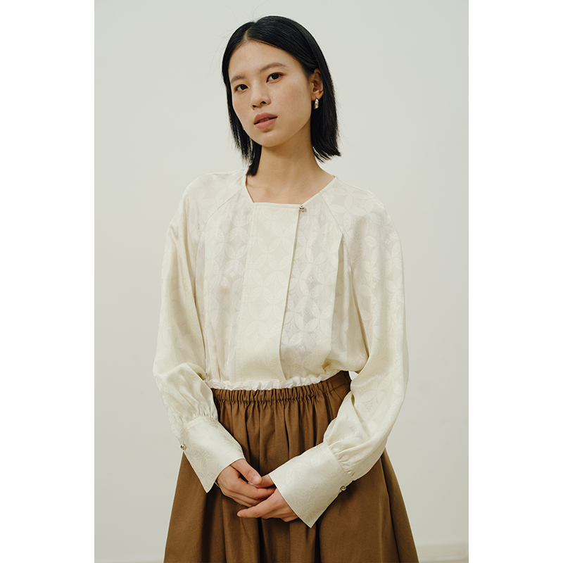 HeyDress方领宽门禁灯笼袖衬衫