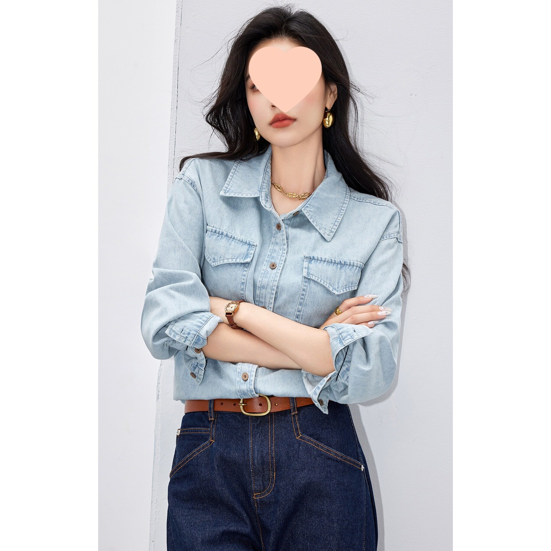 复古牛仔衬衫女外套休闲
