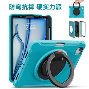 适用iPadAir11保护壳全包硬壳13寸22款2024保护套带笔槽防弯Pro11第二代三代四代旋转支架手提屏幕护眼钢化膜