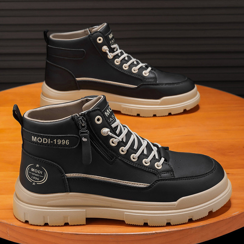 马丁靴男款侧拉链设计冬季复古潮流高帮英伦风休闲工装靴男鞋