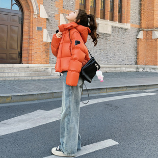 罗芬 故事面料女装官方实拍橘色90白鸭绒羽绒服女冬季2025新款小