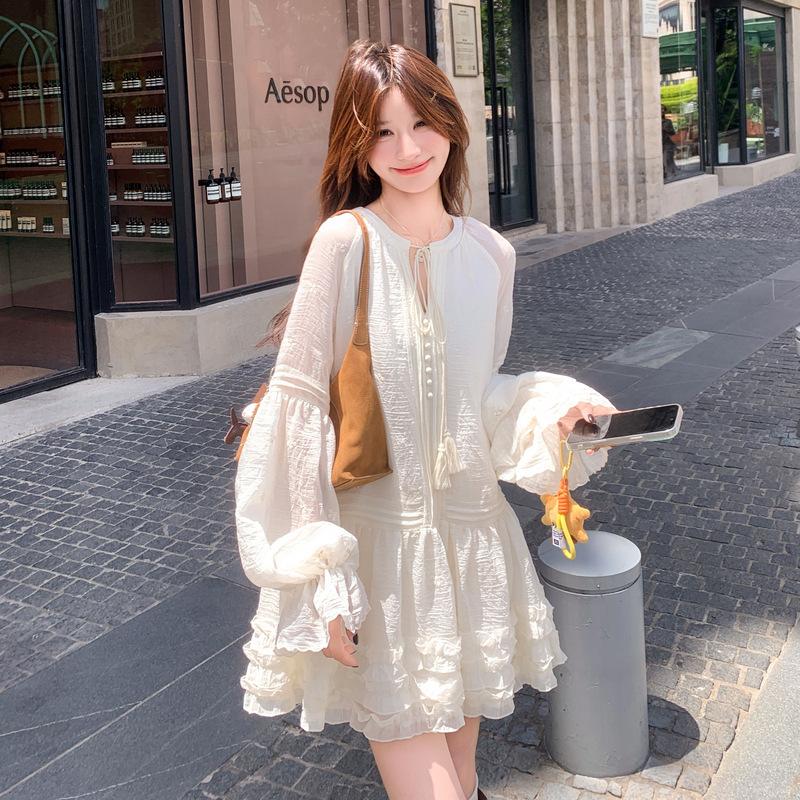 罗芬 故事面料女装官方实拍法式甜美风连衣裙2025秋新款小个子超