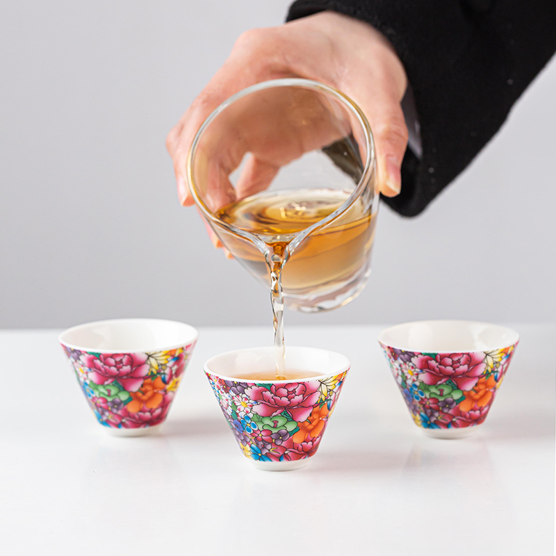 户外茶具珐琅彩旅行茶具便携式陶瓷一人茶具女一壶三便携包快客杯