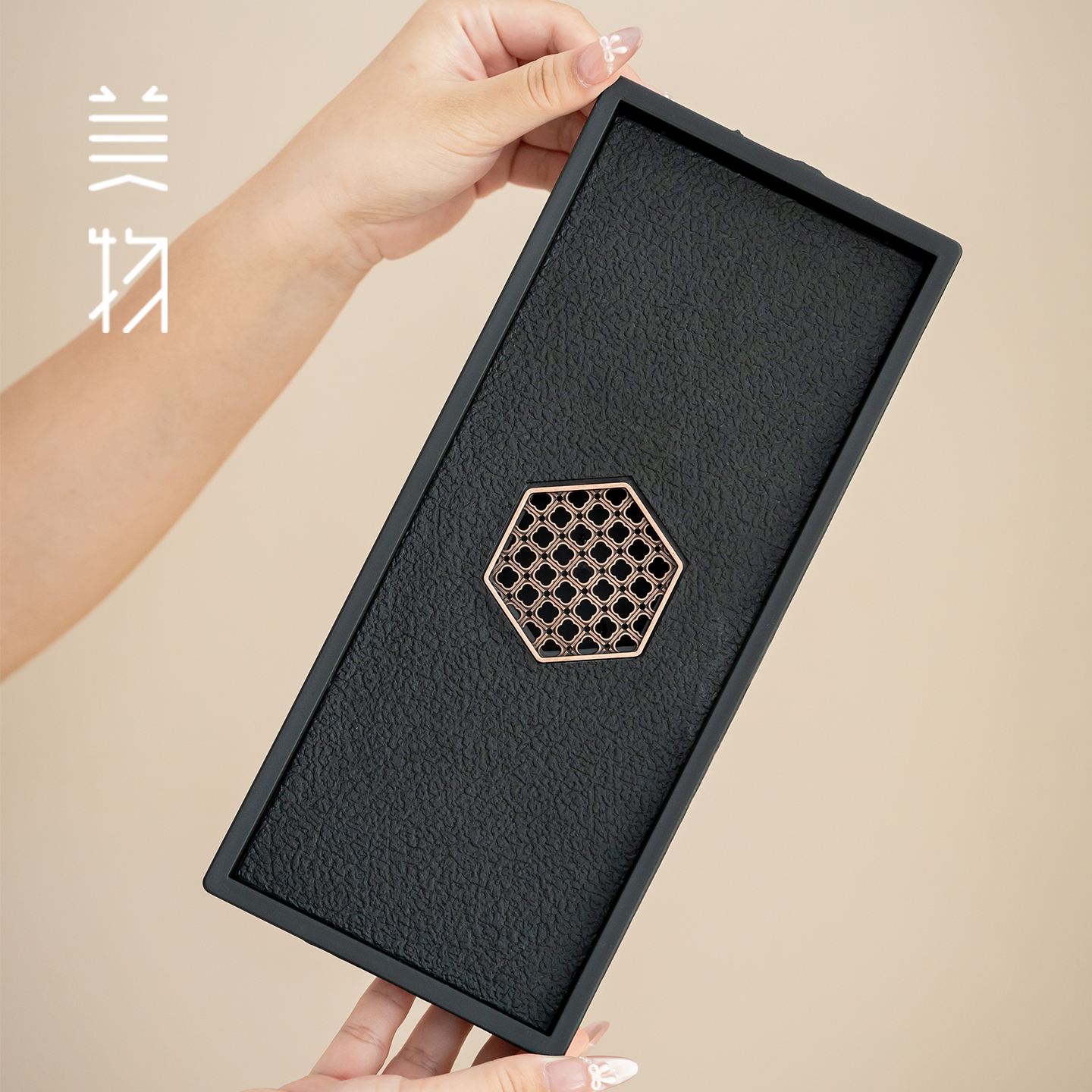 茶盘长方形仿乌金石带储水茶托盘