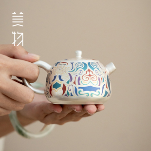 饕餮银壶一壶两杯茶具套装鎏银茶壶送礼收藏古风雅致泡茶壶套装