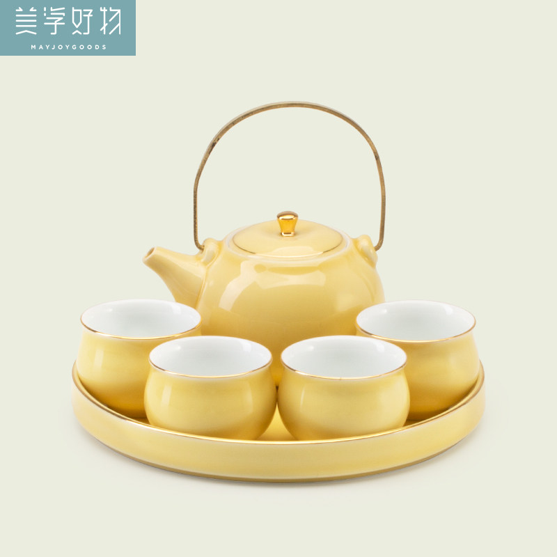 美学好物茶具套装小套一壶四杯陶瓷功夫茶杯家用简约泡茶茶壶日式|msdalam kategori pinggan mangkuk, set teh, Kung Fu teh - dari Buy2taobao.com untuk memberikan perkhidmatan ejen Taobao profesional membeli