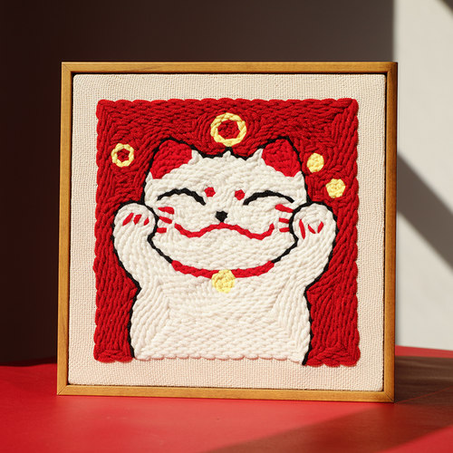 新年diy招财猫幼儿园亲子戳戳绣