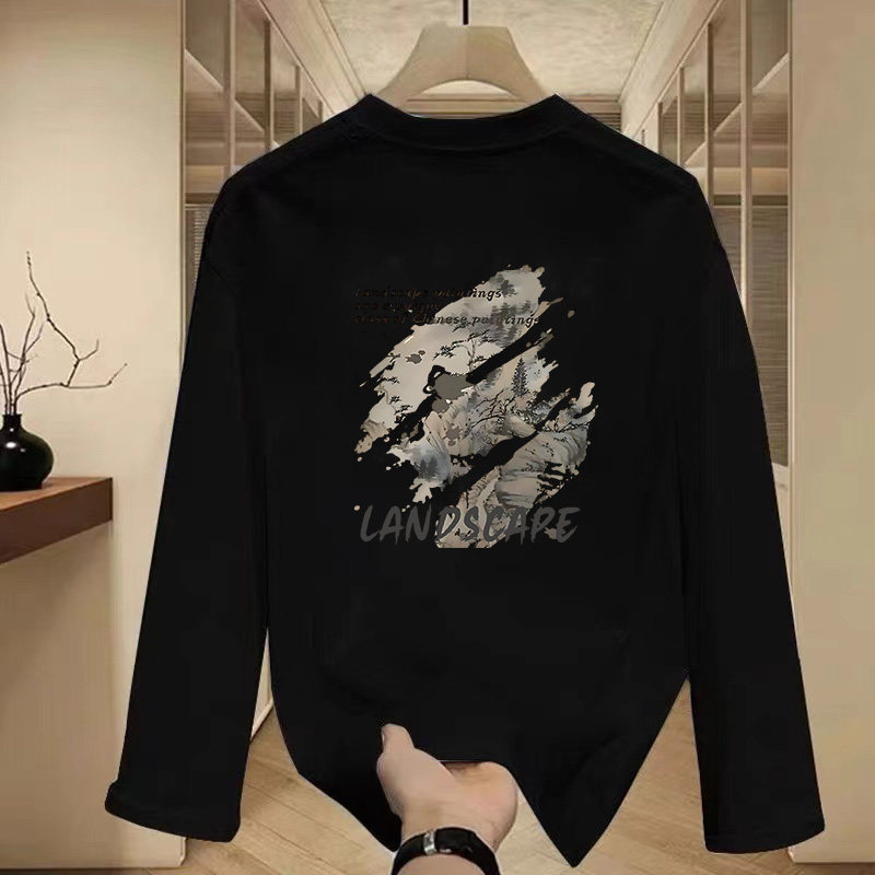 NASA联名设计感重磅纯棉长袖T恤男秋季街头痞帅高级感打底衫体恤