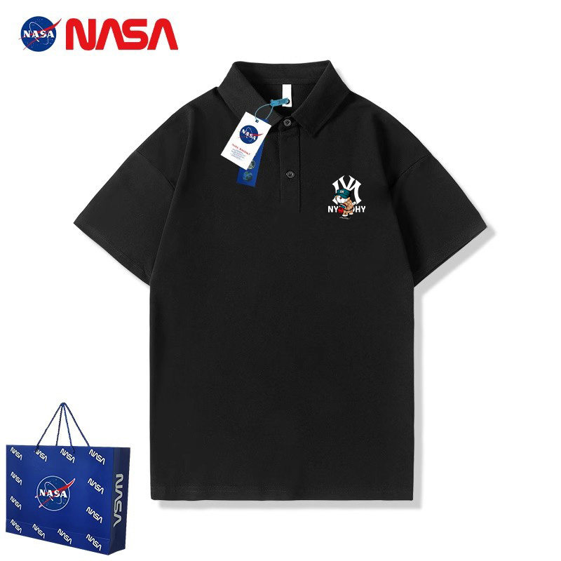 NASA联名纯棉上衣学院风打底衫polo衫男短袖T恤宽松加大码春夏季