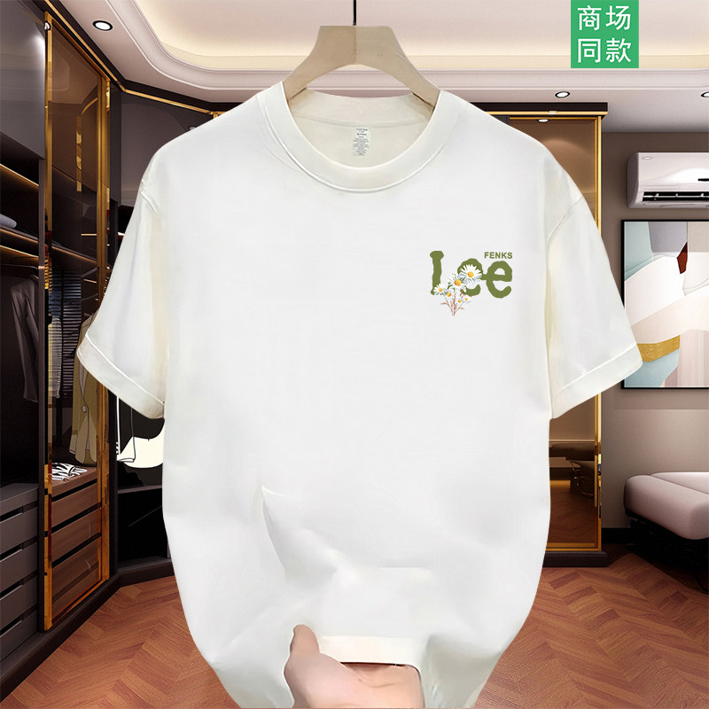 NASA联名春夏季圆领印花上衣薄款半袖男装纯棉短袖T恤港味加大码