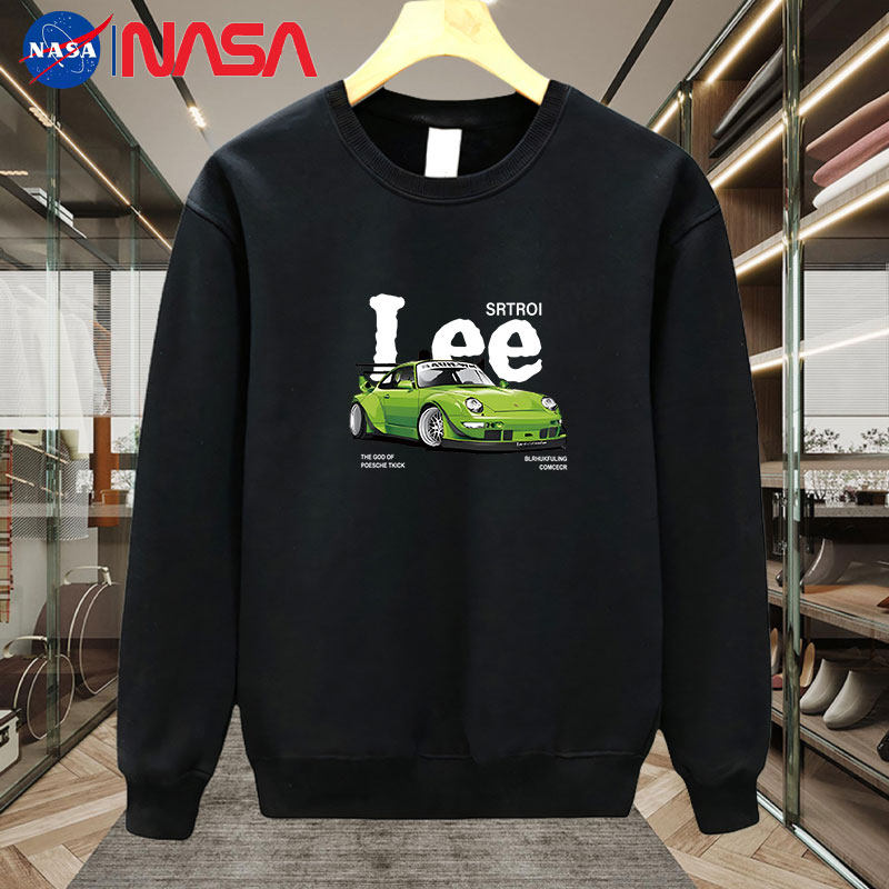 NASA联名圆领长袖卫衣男春秋款复古休闲潮牌宽松男生无帽外套男款