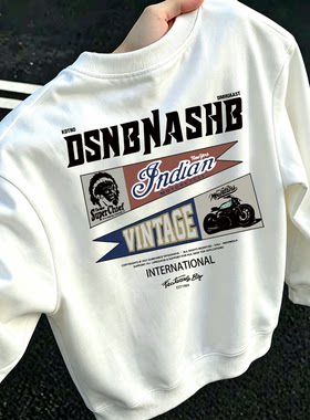 NASA联名加绒加厚卫衣男款秋季青少年高街长袖加大码圆领印花上衣