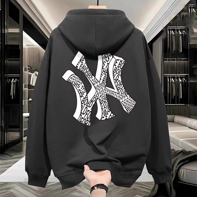 NASA联名宽松加大码显瘦印花上衣秋冬季慵懒风chic加绒连帽卫衣男