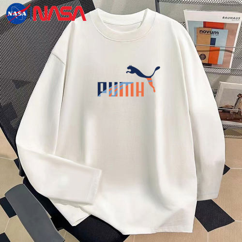 NASA联名白色长袖T恤男春秋季纯棉美式潮牌潮流青少年宽松上衣服
