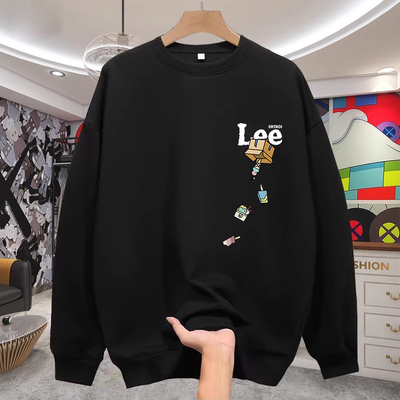 NASA联名圆领卫衣男宽松oversize加大码印花长袖冬季加厚上衣显瘦