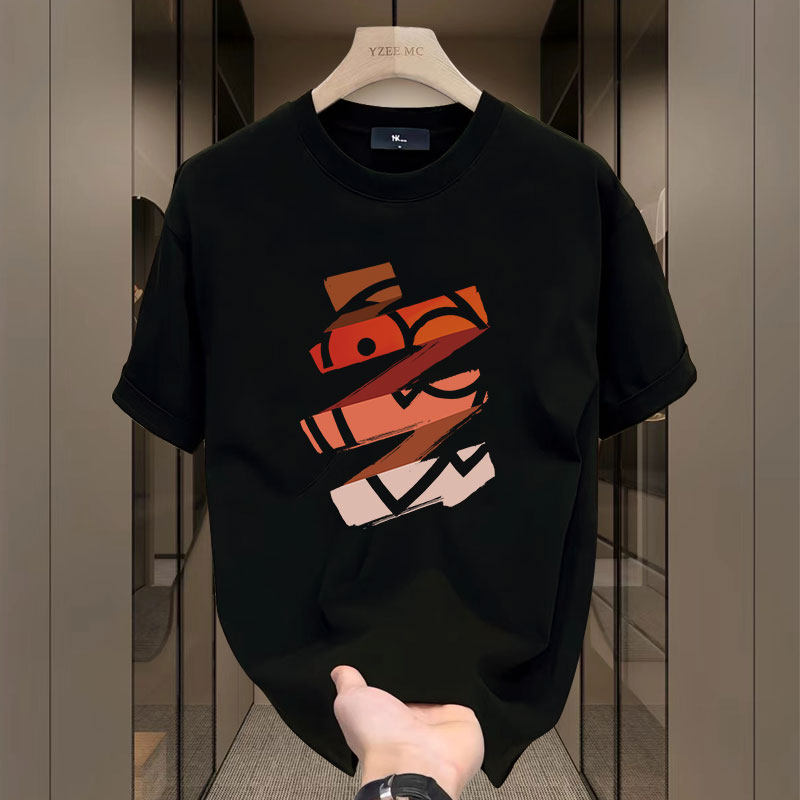 NASA联名纯棉短袖T恤春夏季洋气中长款半袖加大码圆领印花上衣男