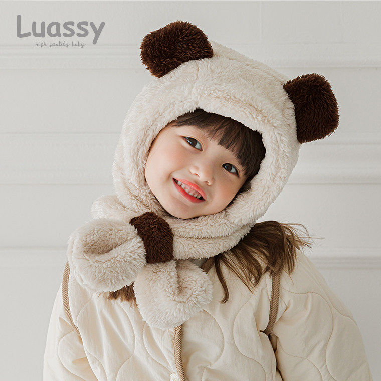 luassy婴儿毛绒保暖帽儿童帽子秋冬季宝宝护耳帽女宝宝围巾一体帽,童装/婴儿装/亲子装,帽子,淘宝优惠券,粉丝福利购,淘宝优惠卷