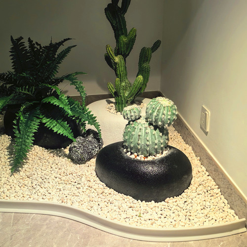 室内绿植造景围挡装饰条楼梯石头假山景观围边条围栏挡石子隔离带