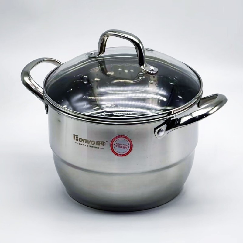 德式不锈钢小蒸锅2人家用汤锅单底加厚小锅加深可爱一体加厚锅底
