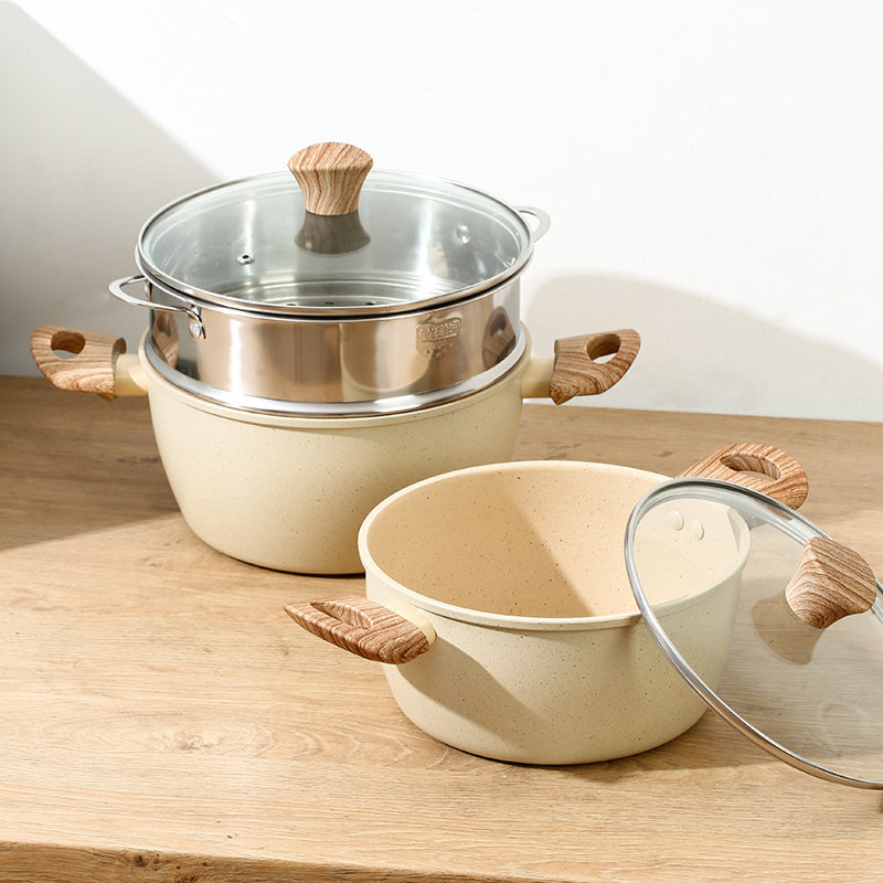 日式麦饭石色汤锅煮锅双耳锅无油烟不沾锅超好用煲汤火锅蒸锅多用,厨房/烹饪用具,汤锅/汤桶/卤肉桶,淘宝优惠券,粉丝福利购,淘宝优惠卷