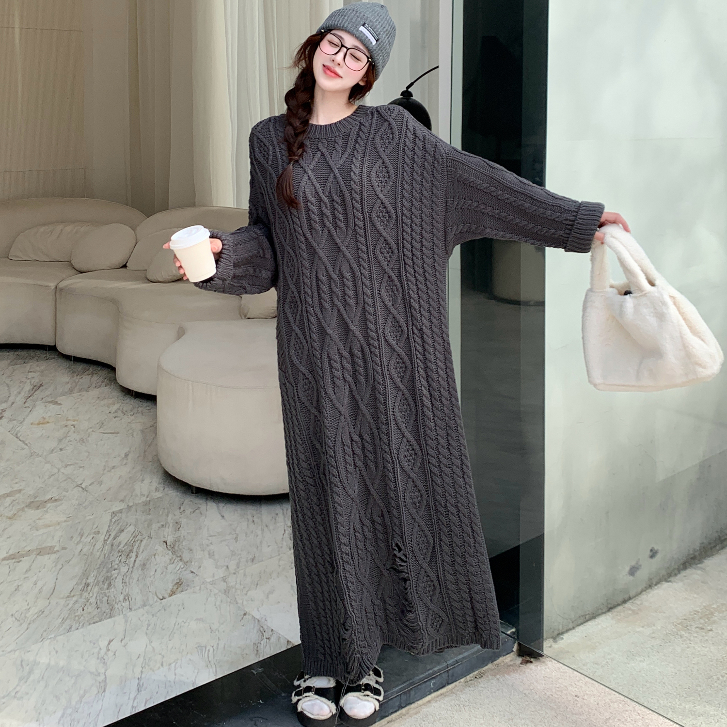 大码宽松显瘦长款连衣裙