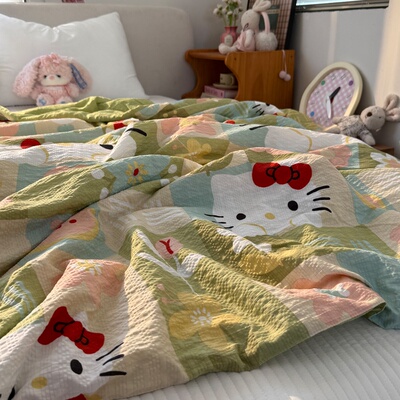 夏被柔软a类可爱卡通猫空调被可机洗夏凉被午睡宿舍单双人薄被子