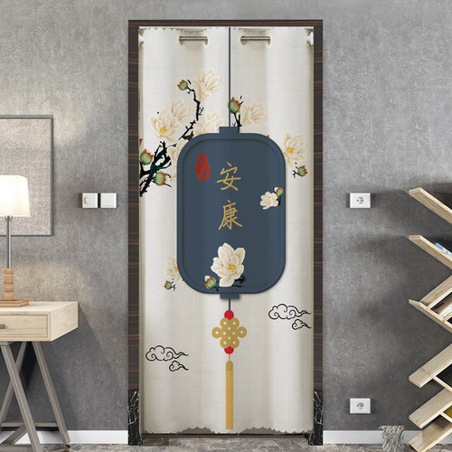 中式免打孔高档客厅门帘卧室家用玄关隔断帘过道空调挡风防风布帘